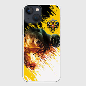Чехол для iPhone 13 mini с принтом Имперский флаг и медведь в Кировске,  |  | Тематика изображения на принте: russian bear | герб | россия