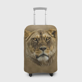 Чехол для чемодана 3D с принтом Львица в Кировске, 86% полиэфир, 14% спандекс | двустороннее нанесение принта, прорези для ручек и колес | голова | животные | кошка | лев | львица | природа | хищник