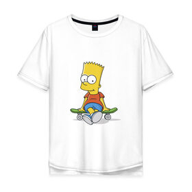Мужская футболка хлопок Oversize с принтом Барт в Кировске, 100% хлопок | свободный крой, круглый ворот, “спинка” длиннее передней части | bart | simpsons | skate | скейт