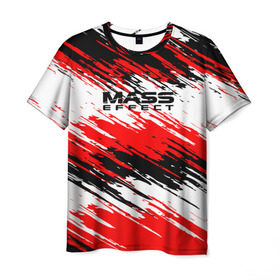 Мужская футболка 3D с принтом Mass Effect в Кировске, 100% полиэфир | прямой крой, круглый вырез горловины, длина до линии бедер | n7 | shepard | галактика | жнец | космос | краска | краски | масс | нормандия | планета | шепард | эффект
