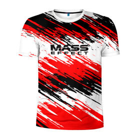 Мужская футболка 3D спортивная с принтом Mass Effect в Кировске, 100% полиэстер с улучшенными характеристиками | приталенный силуэт, круглая горловина, широкие плечи, сужается к линии бедра | n7 | shepard | галактика | жнец | космос | краска | краски | масс | нормандия | планета | шепард | эффект