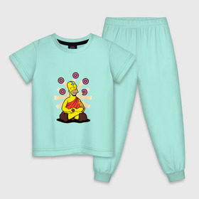 Детская пижама хлопок с принтом Homer Relax в Кировске, 100% хлопок |  брюки и футболка прямого кроя, без карманов, на брюках мягкая резинка на поясе и по низу штанин
 | Тематика изображения на принте: simpsons | аватар | буддизм | гомер