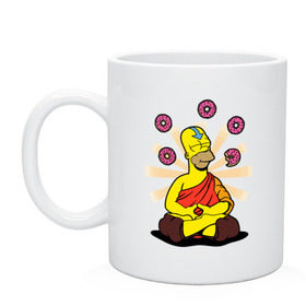 Кружка с принтом Homer Relax в Кировске, керамика | объем — 330 мл, диаметр — 80 мм. Принт наносится на бока кружки, можно сделать два разных изображения | Тематика изображения на принте: simpsons | аватар | буддизм | гомер