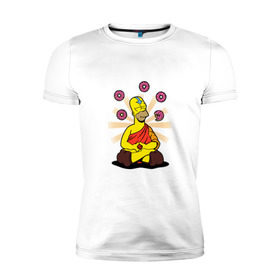 Мужская футболка премиум с принтом Homer Relax в Кировске, 92% хлопок, 8% лайкра | приталенный силуэт, круглый вырез ворота, длина до линии бедра, короткий рукав | Тематика изображения на принте: simpsons | аватар | буддизм | гомер
