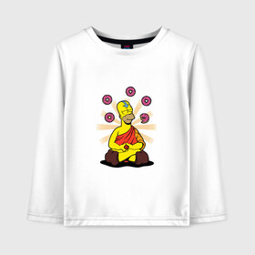 Детский лонгслив хлопок с принтом Homer Relax в Кировске, 100% хлопок | круглый вырез горловины, полуприлегающий силуэт, длина до линии бедер | Тематика изображения на принте: simpsons | аватар | буддизм | гомер