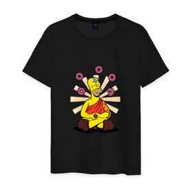 Мужская футболка хлопок с принтом Homer Relax в Кировске, 100% хлопок | прямой крой, круглый вырез горловины, длина до линии бедер, слегка спущенное плечо. | simpsons | аватар | буддизм | гомер