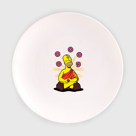 Тарелка с принтом Homer Relax в Кировске, фарфор | диаметр - 210 мм
диаметр для нанесения принта - 120 мм | simpsons | аватар | буддизм | гомер