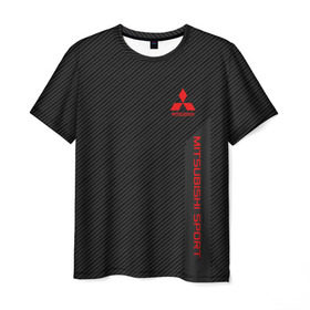 Мужская футболка 3D с принтом MITSUBISHI SPORT в Кировске, 100% полиэфир | прямой крой, круглый вырез горловины, длина до линии бедер |  машина | марка | митсубиси