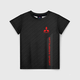 Детская футболка 3D с принтом MITSUBISHI SPORT в Кировске, 100% гипоаллергенный полиэфир | прямой крой, круглый вырез горловины, длина до линии бедер, чуть спущенное плечо, ткань немного тянется |  машина | марка | митсубиси