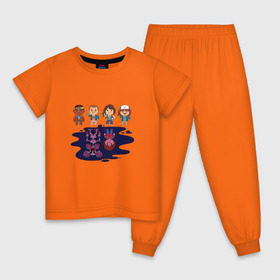Детская пижама хлопок с принтом очень странные дела в Кировске, 100% хлопок |  брюки и футболка прямого кроя, без карманов, на брюках мягкая резинка на поясе и по низу штанин
 | stranger things