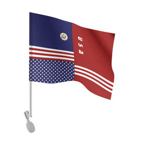 Флаг для автомобиля с принтом USA (США) в Кировске, 100% полиэстер | Размер: 30*21 см | us | usa | америка | американец | американка | американцы | америки | герб | доллар | знак | надпись | патриот | полосы | символ | соединенные | страна | сша | флаг | флага | цвета | штаты