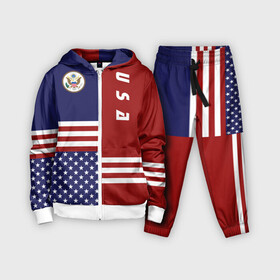 Детский костюм 3D с принтом USA (США) в Кировске,  |  | us | usa | америка | американец | американка | американцы | америки | герб | доллар | знак | надпись | патриот | полосы | символ | соединенные | страна | сша | флаг | флага | цвета | штаты