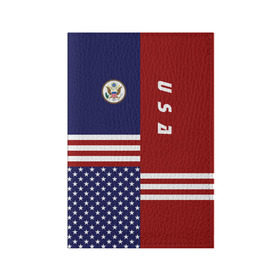 Обложка для паспорта матовая кожа с принтом USA (США) в Кировске, натуральная матовая кожа | размер 19,3 х 13,7 см; прозрачные пластиковые крепления | Тематика изображения на принте: us | usa | америка | американец | американка | американцы | америки | герб | доллар | знак | надпись | патриот | полосы | символ | соединенные | страна | сша | флаг | флага | цвета | штаты