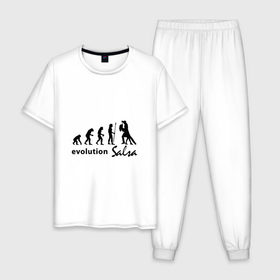 Мужская пижама хлопок с принтом Evolution Salsa в Кировске, 100% хлопок | брюки и футболка прямого кроя, без карманов, на брюках мягкая резинка на поясе и по низу штанин
 | 