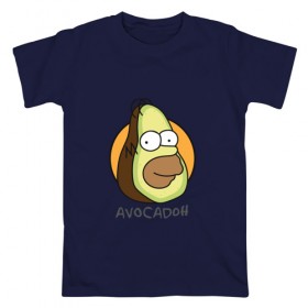 Мужская футболка хлопок с принтом Avocadoh в Кировске, 100% хлопок | прямой крой, круглый вырез горловины, длина до линии бедер, слегка спущенное плечо. | doh | homer | simpsons | авокадо | гомер