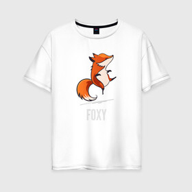 Женская футболка хлопок Oversize с принтом Лиса в Кировске, 100% хлопок | свободный крой, круглый ворот, спущенный рукав, длина до линии бедер
 | Тематика изображения на принте: fox | foxy | лис | лиса | лисица | лисичка | лисы | с лисой | танцующая | фокс