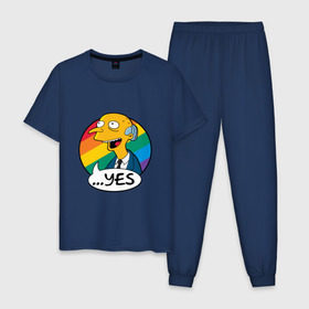 Мужская пижама хлопок с принтом Мистер Бёрнс в Кировске, 100% хлопок | брюки и футболка прямого кроя, без карманов, на брюках мягкая резинка на поясе и по низу штанин
 | simpsons