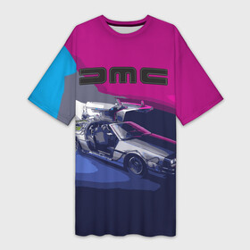 Платье-футболка 3D с принтом DeLorean в Кировске,  |  | back to the future | dmc | браун | делореан | делориан | дилориан | док | дэлореан | макфлай | марти | машина времени | эммет