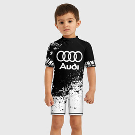 Детский купальный костюм 3D с принтом Audi abstract sport в Кировске, Полиэстер 85%, Спандекс 15% | застежка на молнии на спине | ауди | кольца | лого | машина