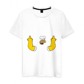 Мужская футболка хлопок с принтом Гомер в Кировске, 100% хлопок | прямой крой, круглый вырез горловины, длина до линии бедер, слегка спущенное плечо. | homer | simpsons | гомер