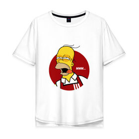 Мужская футболка хлопок Oversize с принтом Гомер Симпсон в Кировске, 100% хлопок | свободный крой, круглый ворот, “спинка” длиннее передней части | 