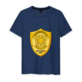 Мужская футболка хлопок с принтом Полиция Спрингфилда в Кировске, 100% хлопок | прямой крой, круглый вырез горловины, длина до линии бедер, слегка спущенное плечо. | police | simpsons | springfield