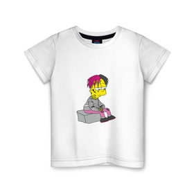 Детская футболка хлопок с принтом Bart Lili Peep в Кировске, 100% хлопок | круглый вырез горловины, полуприлегающий силуэт, длина до линии бедер | Тематика изображения на принте: bart simpson | lil peep | барт симпсон | лил пип