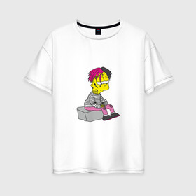 Женская футболка хлопок Oversize с принтом Bart Lili Peep в Кировске, 100% хлопок | свободный крой, круглый ворот, спущенный рукав, длина до линии бедер
 | bart simpson | lil peep | барт симпсон | лил пип