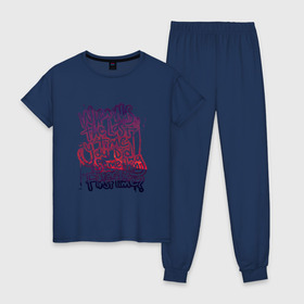 Женская пижама хлопок с принтом Граффити в Кировске, 100% хлопок | брюки и футболка прямого кроя, без карманов, на брюках мягкая резинка на поясе и по низу штанин | творчество