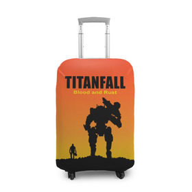 Чехол для чемодана 3D с принтом Titanfall 2 в Кировске, 86% полиэфир, 14% спандекс | двустороннее нанесение принта, прорези для ручек и колес | blood and rust | game | воин | закат | игра | кровь и ржавчина | робот