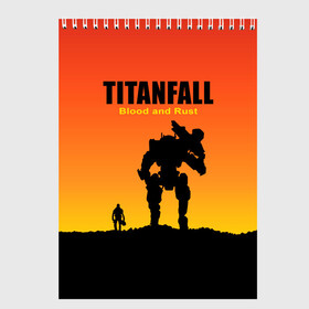 Скетчбук с принтом Titanfall 2 в Кировске, 100% бумага
 | 48 листов, плотность листов — 100 г/м2, плотность картонной обложки — 250 г/м2. Листы скреплены сверху удобной пружинной спиралью | blood and rust | game | воин | закат | игра | кровь и ржавчина | робот