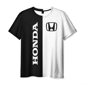 Мужская футболка 3D с принтом Honda в Кировске, 100% полиэфир | прямой крой, круглый вырез горловины, длина до линии бедер | accord | acty | amaze | avancier | br v | brio | city | civic | cr | crider | crosstour | honda | hybrid | motor co | авто | автомобиль | знак | лого | машина | мотор | символ | тачка | хонда | эмблема
