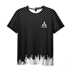 Мужская футболка 3D с принтом Mitsubishi abstract black 2018 в Кировске, 100% полиэфир | прямой крой, круглый вырез горловины, длина до линии бедер |  машина | марка | митсубиси