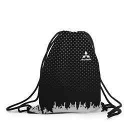 Рюкзак-мешок 3D с принтом Mitsubishi abstract black в Кировске, 100% полиэстер | плотность ткани — 200 г/м2, размер — 35 х 45 см; лямки — толстые шнурки, застежка на шнуровке, без карманов и подкладки |  машина | марка | митсубиси