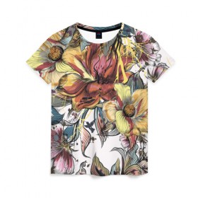 Женская футболка 3D с принтом Коллекция RENAISSANCE в Кировске, 100% полиэфир ( синтетическое хлопкоподобное полотно) | прямой крой, круглый вырез горловины, длина до линии бедер | абстракция | бабочки | веселые | модные | новинки | популярные | прикольные | цветные | яркие