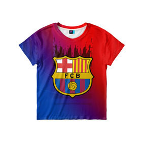 Детская футболка 3D с принтом FC Barcelona color sport в Кировске, 100% гипоаллергенный полиэфир | прямой крой, круглый вырез горловины, длина до линии бедер, чуть спущенное плечо, ткань немного тянется | football | soccer | барселона