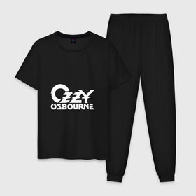 Мужская пижама хлопок с принтом Ozzy Ozbourne в Кировске, 100% хлопок | брюки и футболка прямого кроя, без карманов, на брюках мягкая резинка на поясе и по низу штанин
 | Тематика изображения на принте: 