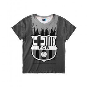 Детская футболка 3D с принтом FC Barcelona abstract color в Кировске, 100% гипоаллергенный полиэфир | прямой крой, круглый вырез горловины, длина до линии бедер, чуть спущенное плечо, ткань немного тянется | 