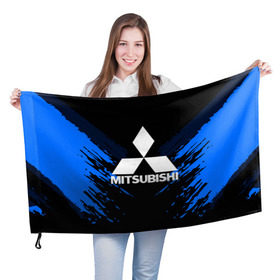 Флаг 3D с принтом MITSUBISHI SPORT COLLECTION в Кировске, 100% полиэстер | плотность ткани — 95 г/м2, размер — 67 х 109 см. Принт наносится с одной стороны |  машина | марка | митсубиси