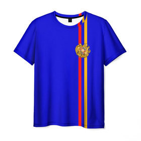 Мужская футболка 3D с принтом Армения, лента с гербом в Кировске, 100% полиэфир | прямой крой, круглый вырез горловины, длина до линии бедер | armenia | арменин | армения | армяне | армянин | армянка | армянский | ереван | кавказ | кавказец | республика | северный