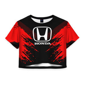 Женская футболка 3D укороченная с принтом HONDA SPORT COLLECTION в Кировске, 100% полиэстер | круглая горловина, длина футболки до линии талии, рукава с отворотами | auto | automobile | car | honda | machine | motor | motor car | sport car | автомашина | бренд | легковой автомобиль | марка | спортивный автомобиль | тачка | хонда