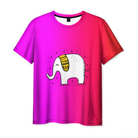 Мужская футболка 3D с принтом Радужный слоник в Кировске, 100% полиэфир | прямой крой, круглый вырез горловины, длина до линии бедер | детские | животные | слон | слоник | слоны