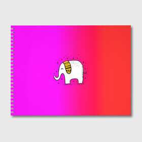 Альбом для рисования с принтом Радужный слоник в Кировске, 100% бумага
 | матовая бумага, плотность 200 мг. | детские | животные | слон | слоник | слоны