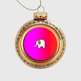Стеклянный ёлочный шар с принтом Радужный слоник в Кировске, Стекло | Диаметр: 80 мм | детские | животные | слон | слоник | слоны