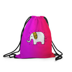 Рюкзак-мешок 3D с принтом Радужный слоник в Кировске, 100% полиэстер | плотность ткани — 200 г/м2, размер — 35 х 45 см; лямки — толстые шнурки, застежка на шнуровке, без карманов и подкладки | детские | животные | слон | слоник | слоны