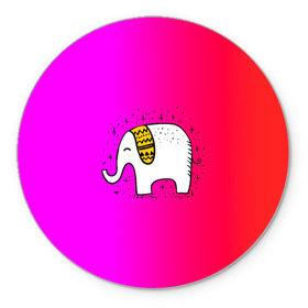 Коврик для мышки круглый с принтом Радужный слоник в Кировске, резина и полиэстер | круглая форма, изображение наносится на всю лицевую часть | Тематика изображения на принте: детские | животные | слон | слоник | слоны