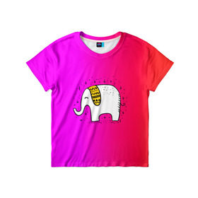 Детская футболка 3D с принтом Радужный слоник в Кировске, 100% гипоаллергенный полиэфир | прямой крой, круглый вырез горловины, длина до линии бедер, чуть спущенное плечо, ткань немного тянется | детские | животные | слон | слоник | слоны