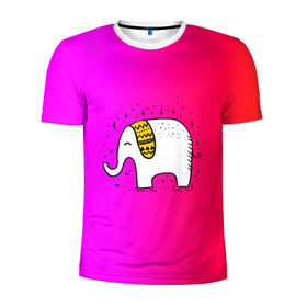 Мужская футболка 3D спортивная с принтом Радужный слоник в Кировске, 100% полиэстер с улучшенными характеристиками | приталенный силуэт, круглая горловина, широкие плечи, сужается к линии бедра | Тематика изображения на принте: детские | животные | слон | слоник | слоны
