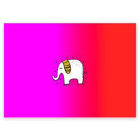 Поздравительная открытка с принтом Радужный слоник в Кировске, 100% бумага | плотность бумаги 280 г/м2, матовая, на обратной стороне линовка и место для марки
 | Тематика изображения на принте: детские | животные | слон | слоник | слоны
