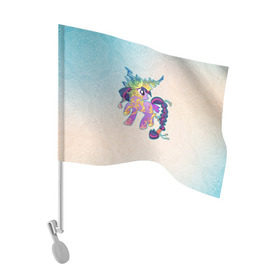 Флаг для автомобиля с принтом My Little Pony в Кировске, 100% полиэстер | Размер: 30*21 см | комедия | маленький | мой | музыка | мультфильм | мюзикл | пони | приключения | сказка | фэнтези